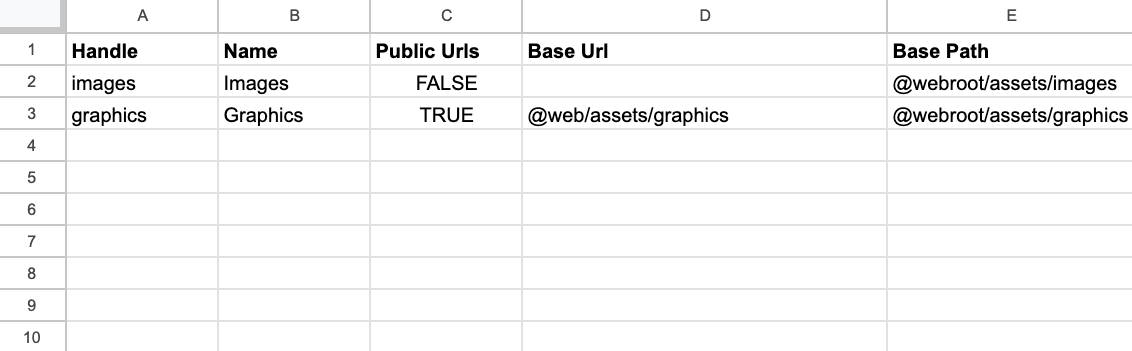 Preview of the excel configuration of filesystems