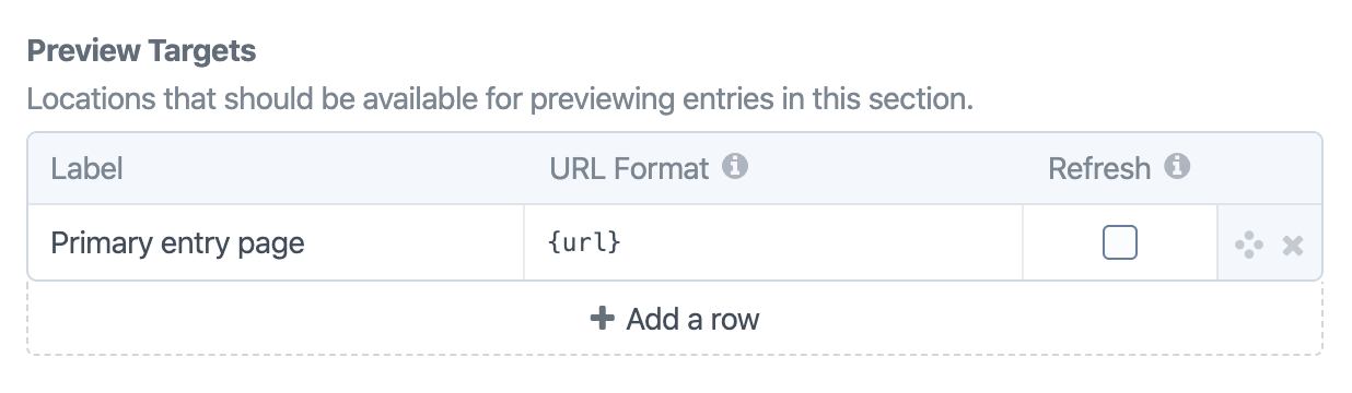 Preview targets in section settings